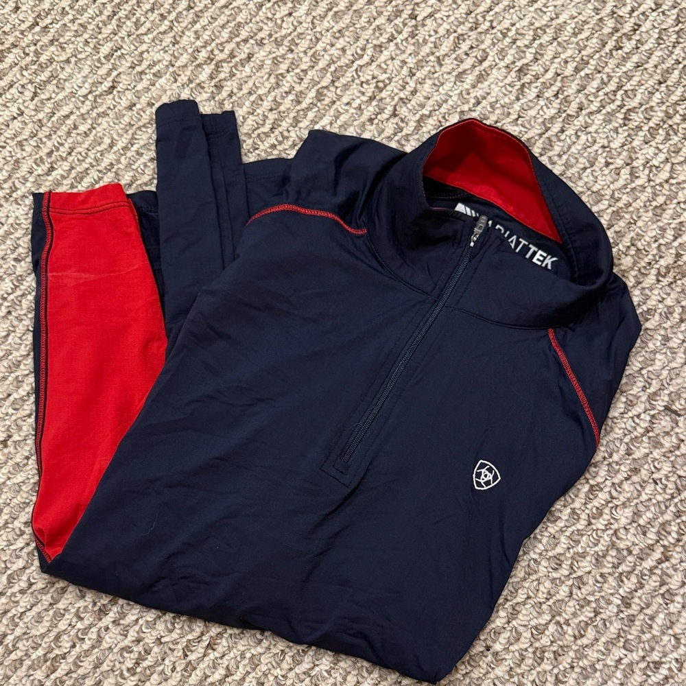 Ariat Navy and Red Long Sleeve Top